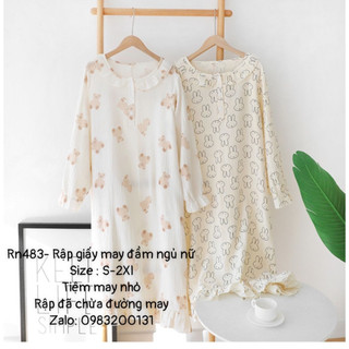 RN483_Rập giấy may đầm bèo dài tay nữ