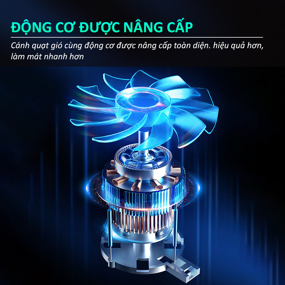 Đế tản nhiệt laptop gaming ICE F7 6 quạt tản nhiệt làm mát nhanh LED RGB 7 nấc tùy chỉnh độ cao