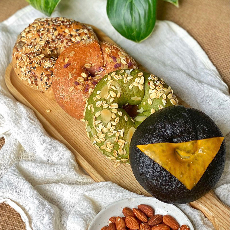 Bánh Mì Nguyên Cám Bagel 4 Hương Vị - For Eatclean, DAS, Lowcarb & Tiểu đường