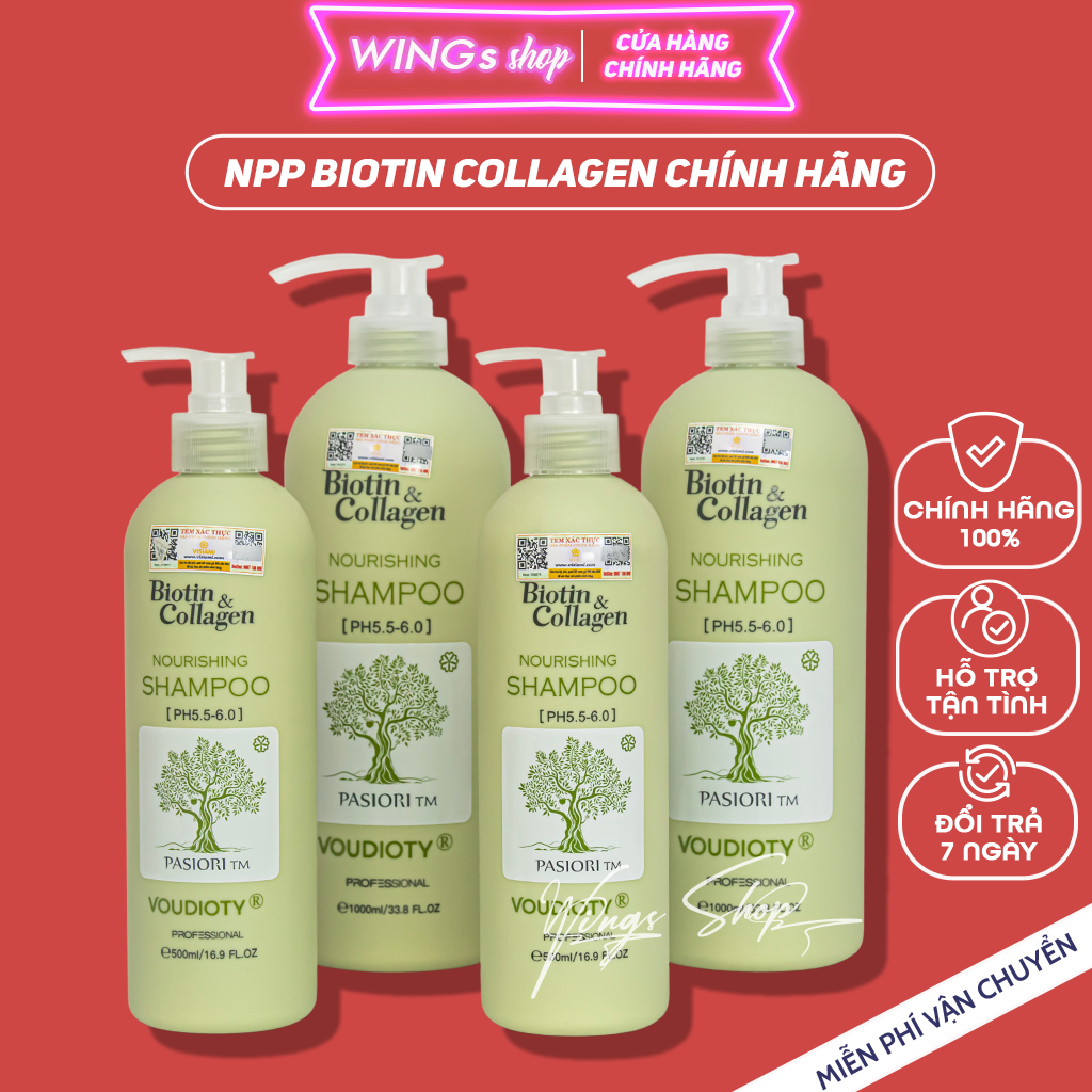 Combo Dầu Gội Xả Biotin Collagen Xanh Lá 500ml-1000ml Giúp giảm rụng tóc, kích mọc tóc, kiểm soát tóc bết dầu