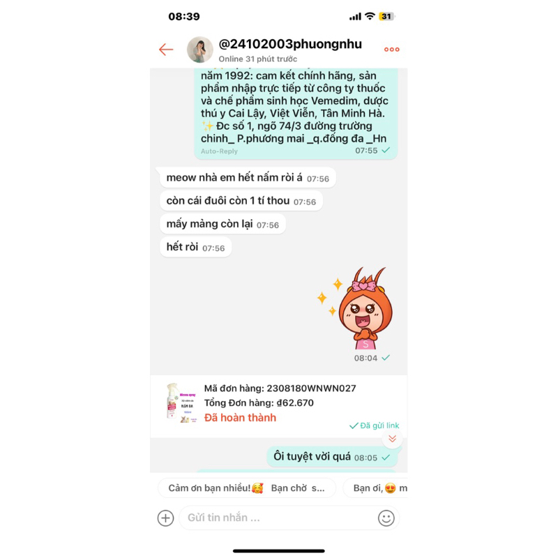 MICONA Spray xịt nấm da, viêm da chó mèo