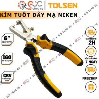 Kìm tuốt và cắt dây điện thép crv mạ niken chống gỉ, công nghiệp 10013 6”/160mm cao cấp tiêu chuẩn châu âu tolsen