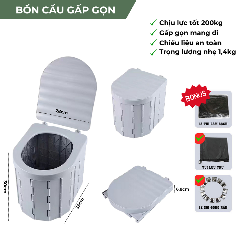 Bồn cầu di động dã ngoại, bồn cầu cắm trại gấp gọn đi vệ sinh cỡ lớn, tiện dụng khi đi du lịch dã ngoại -DCP14