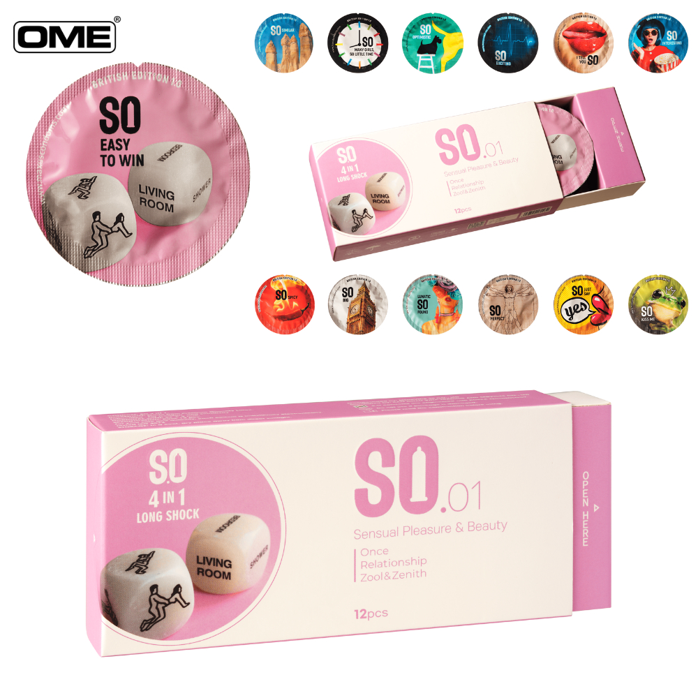 Bao cao su SO 4 IN 1 kéo dài size 52mm gai sọc, hương bạc hà, 12 cái/ hộp