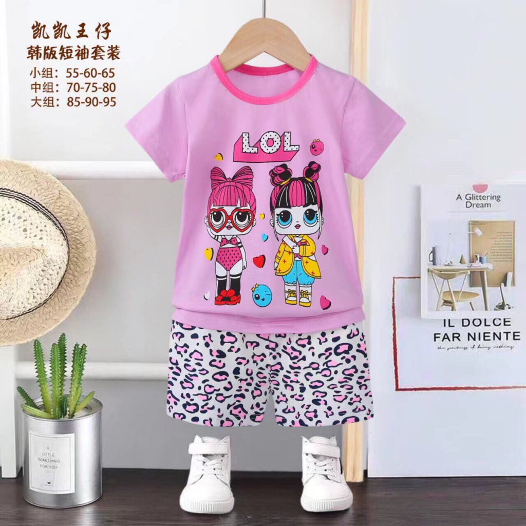 Đồ Bộ Cho Bé Gái CUASTORE, Bộ Cộc Tay Cho Bé Gái Vải Cotton Phối Màu Và In Hình Họa Tiết 7-15kg Mã:ĐBG716