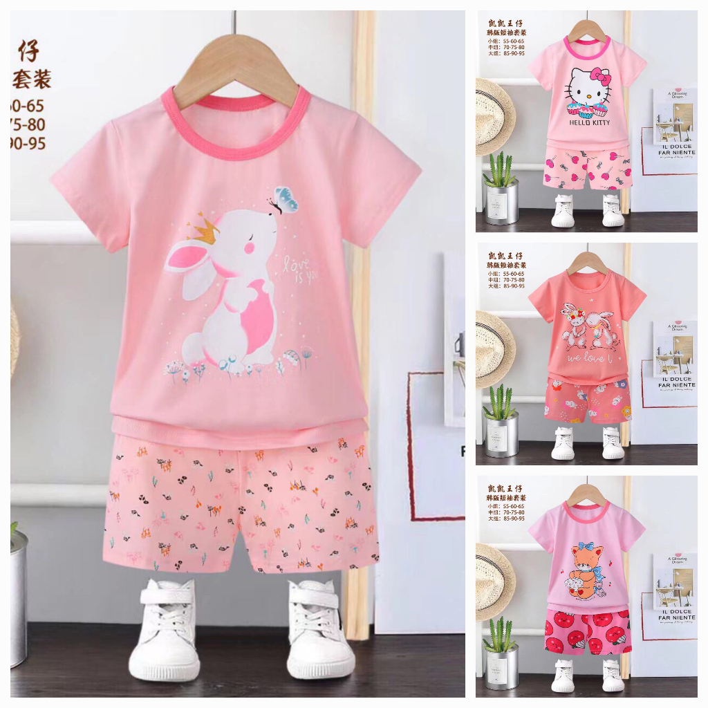 Đồ Bộ Cho Bé Gái CUASTORE, Bộ Cộc Tay Cho Bé Gái Vải Cotton Phối Màu Và In Hình Họa Tiết 7-15kg Mã:ĐBG716