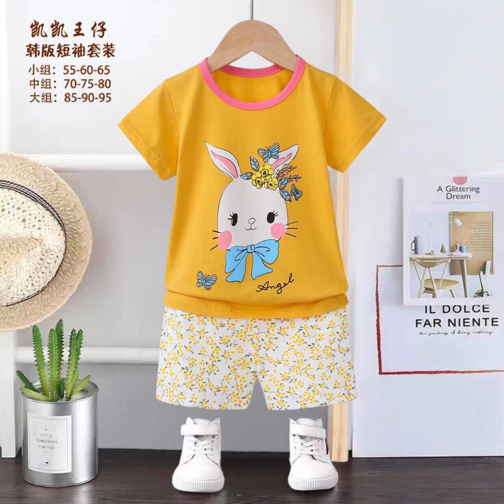 Đồ Bộ Cho Bé Gái CUASTORE, Bộ Cộc Tay Cho Bé Gái Vải Cotton Phối Màu Và In Hình Họa Tiết 7-15kg Mã:ĐBG716
