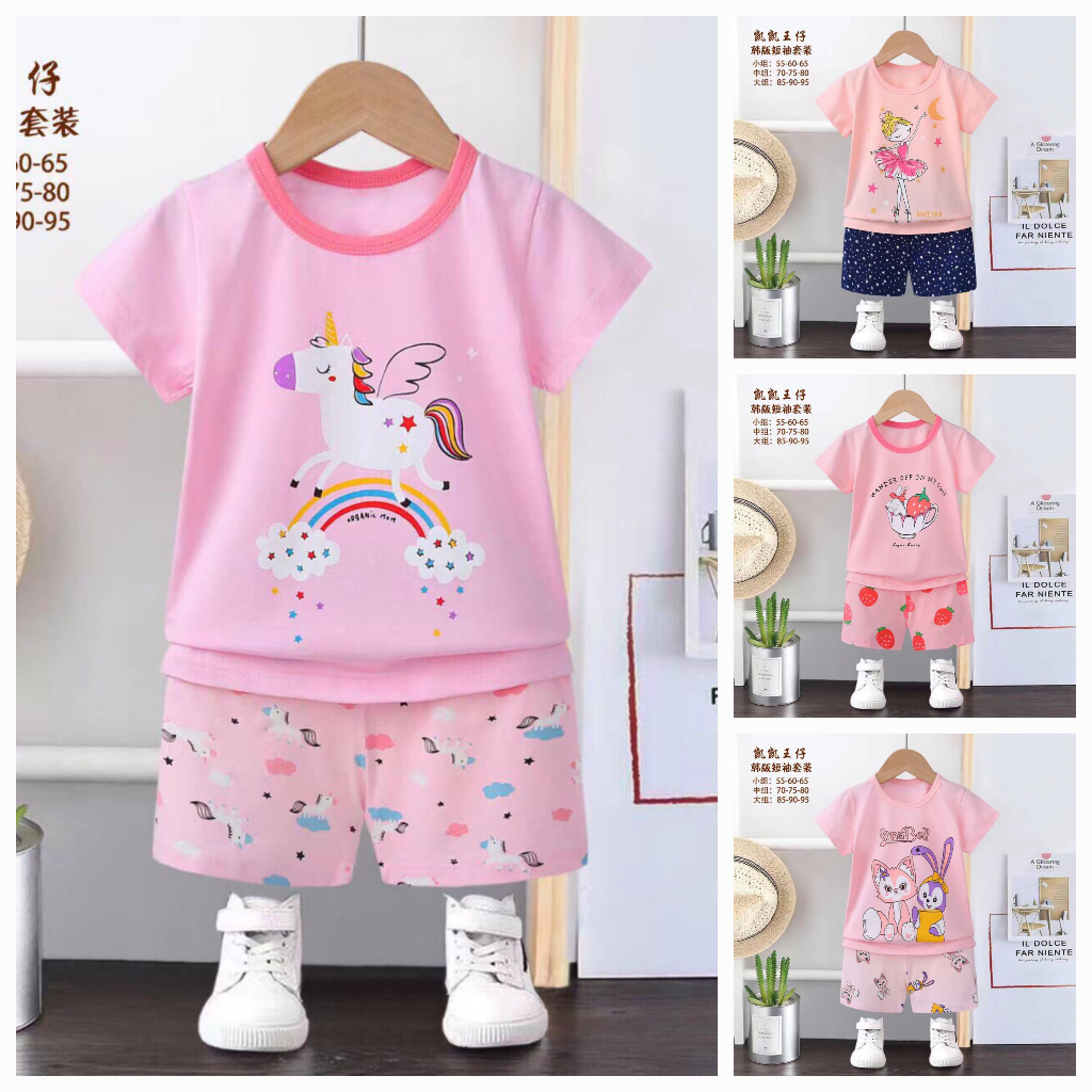 Đồ Bộ Cho Bé Gái CUASTORE, Bộ Cộc Tay Cho Bé Gái Vải Cotton Phối Màu Và In Hình Họa Tiết 7-15kg Mã:ĐBG716