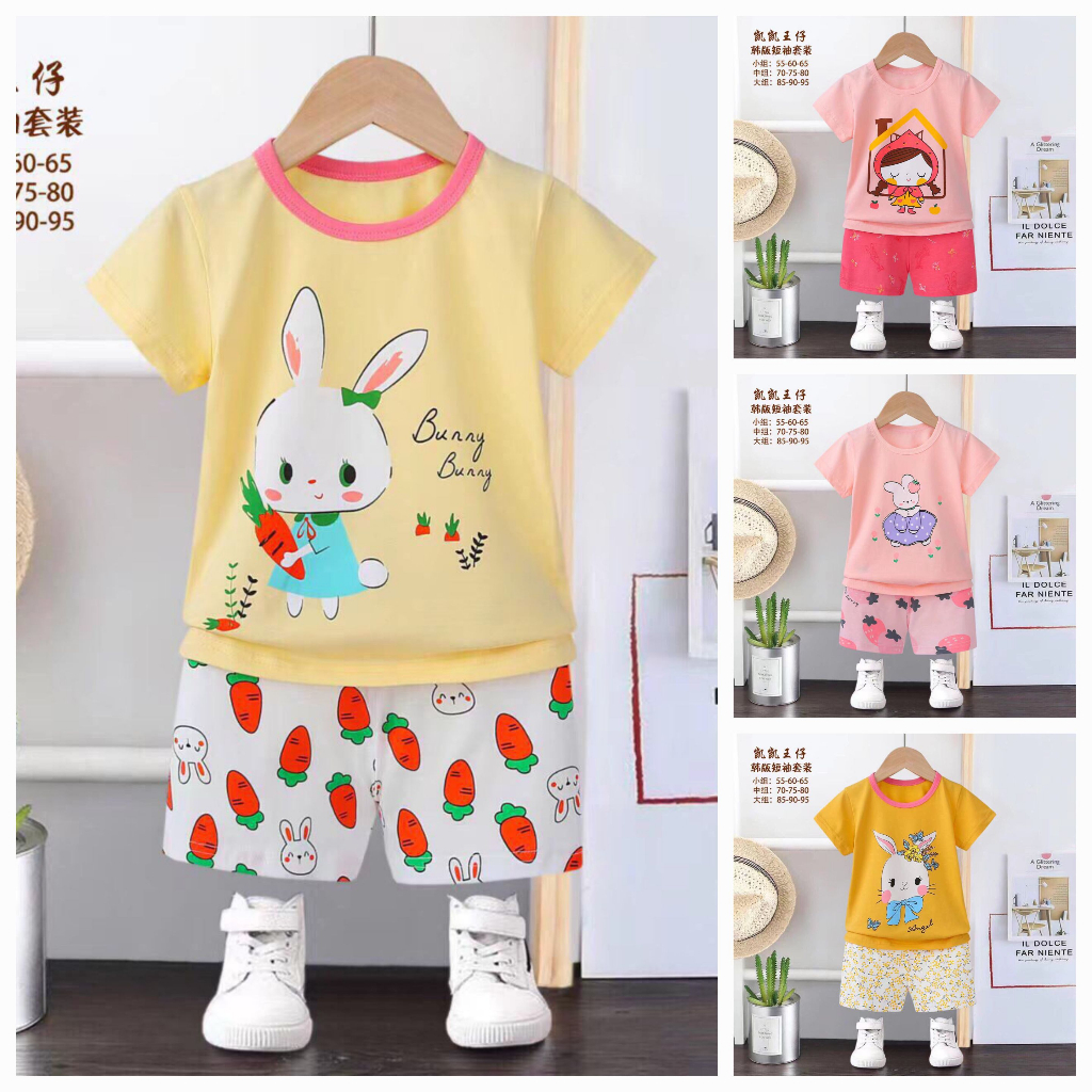 Đồ Bộ Cho Bé Gái CUASTORE, Bộ Cộc Tay Cho Bé Gái Vải Cotton Phối Màu Và In Hình Họa Tiết 7-15kg Mã:ĐBG716