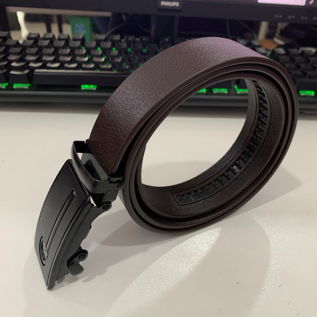 Dây Nịt Nam Da Bò Trơn 1 Lớp Sơn Cạnh Andromeda Mặt Khóa Tự Động Màu Đen Mẫu G Bản Dày 3,5cm