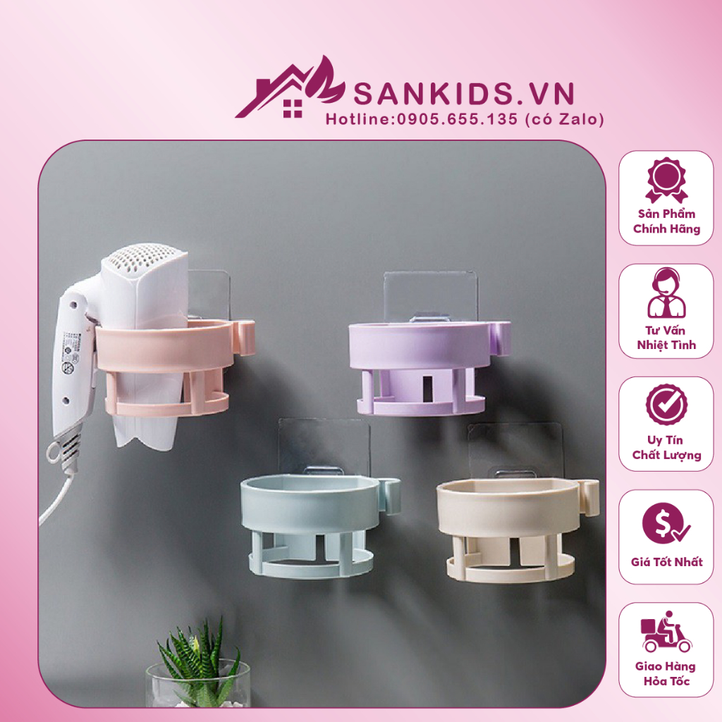 Giá để máy sấy tóc dán tường tiện lợi, dụng cụ đỡ máy sây tóc nhà tăm gia đình khách sạn nhà nghỉ