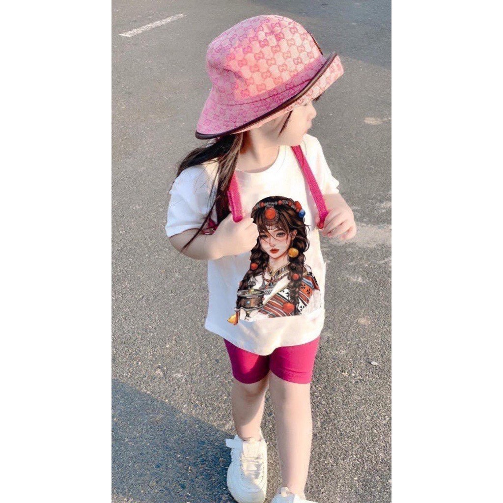 Áo thun cho bé hình cô gái dân tộc, áo thun gia đình mẹ và bé,