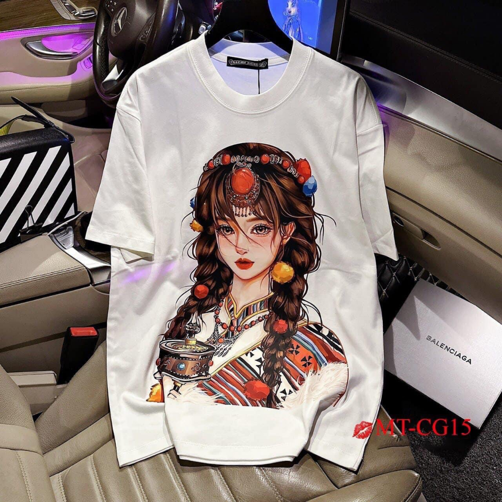 Áo thun cho bé hình cô gái dân tộc, áo thun gia đình mẹ và bé,