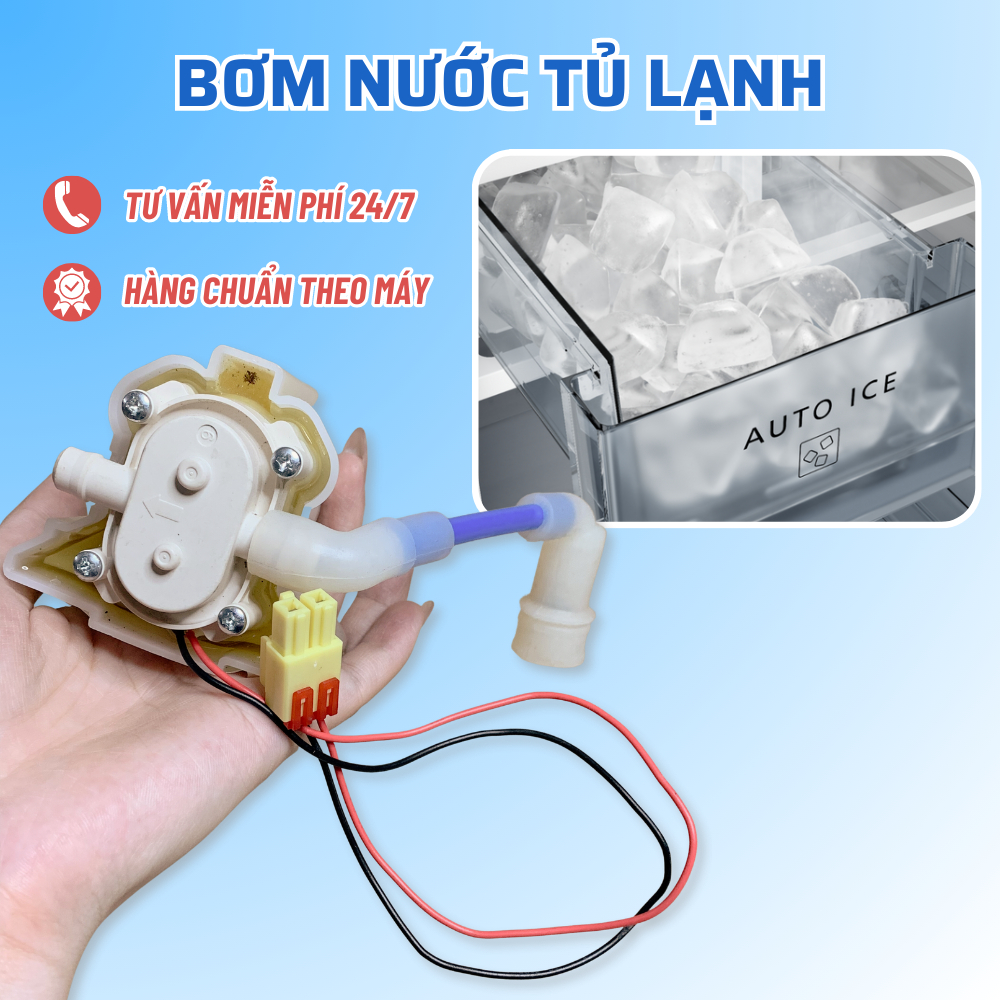Bơm Nước Làm Đá Tủ Lạnh SAMSUNG HITACHI, Motor Bơm Nước Lên Tủ Lạnh Làm Đá Chuẩn Theo Máy Hitachi Samsung