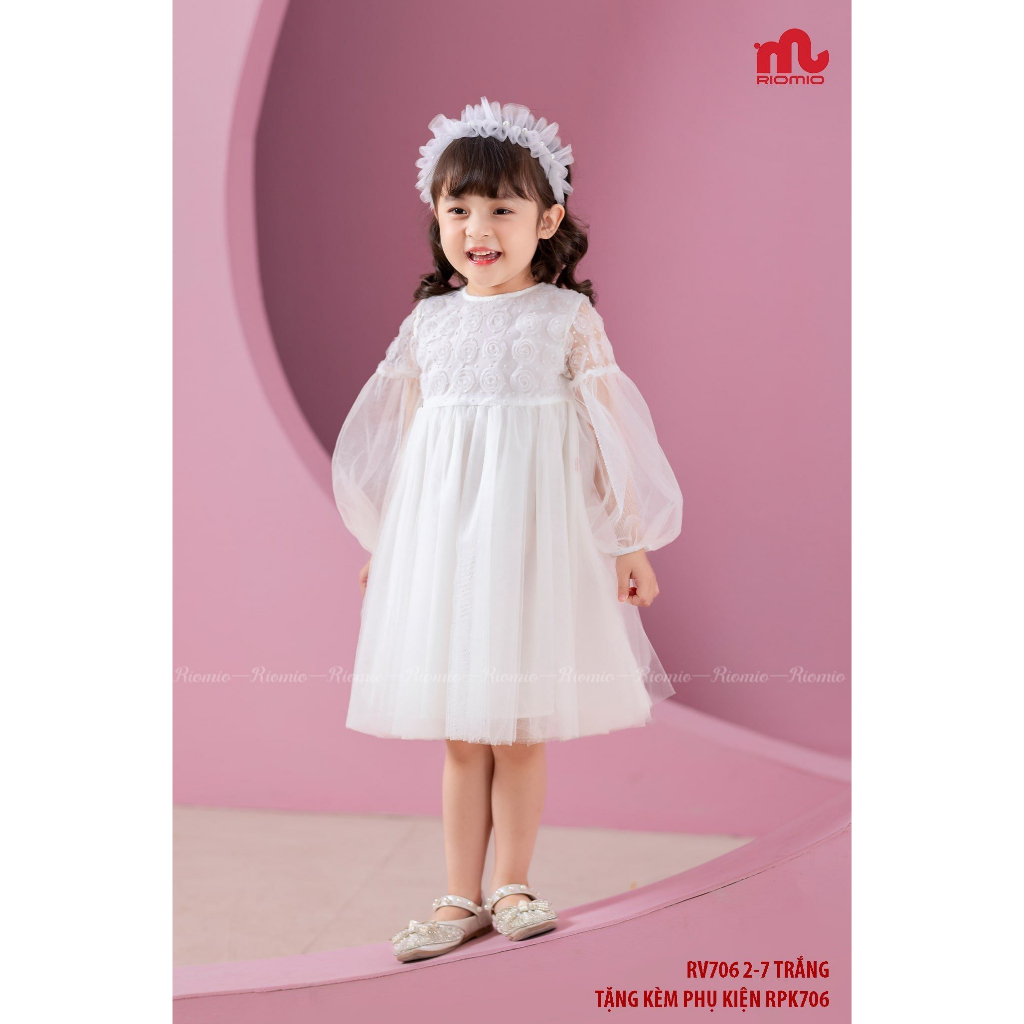 Váy công chúa cho bé gái RIOMIO hàng thiết kế cao cấp bồng bềnh siêu xinh, đầm công chúa cho bé 2,3,4,5,6,7,8 tuổi RV706