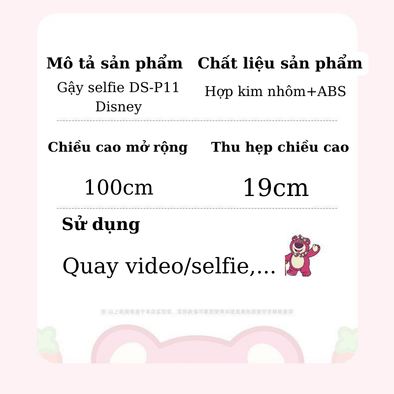Gậy Tự Sướng Hình Gấu Dâu, Mickey Có Remote Điều Khiển và Đèn, Gậy Chụp Hình Dễ Thương Chất Lượng Cao