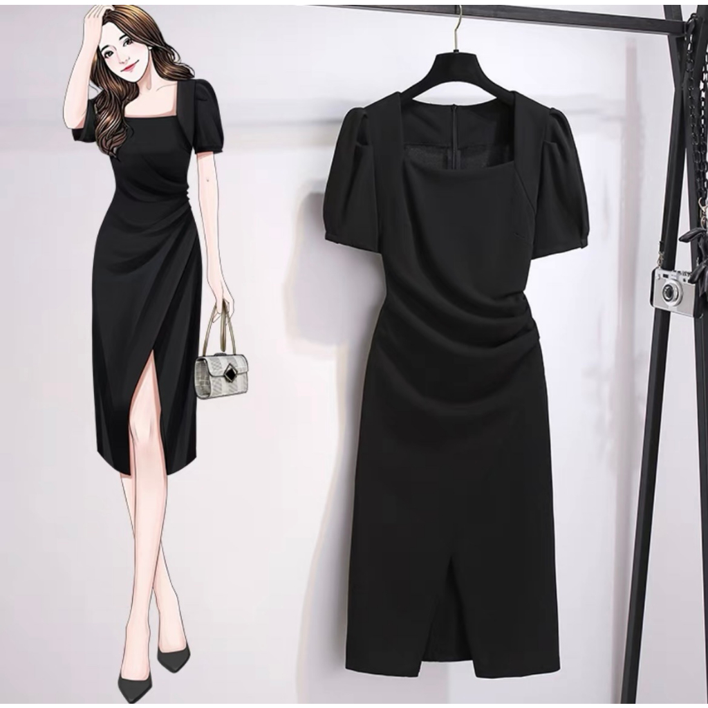 MIMI BigSize  Đầm Xẻ Tà Xoắn Eo Thanh Lịch Sang Trọng