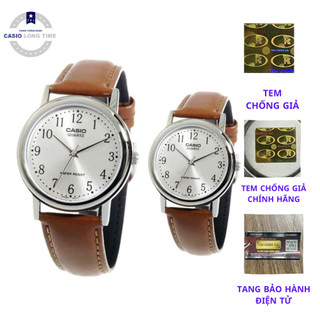 Đồng hồ đôi Casio MTP-1095E-7B và LTP-1095E-7B - Dây Da - Mặt số - Chống nước 5 ATM