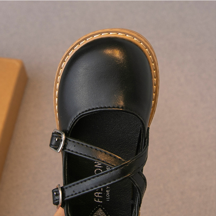 Giày Búp Bê Công Chúa Cho Bé Quai Chéo, Đế Cao Su Mềm Có Chỉ Khâu Chắc Chắn