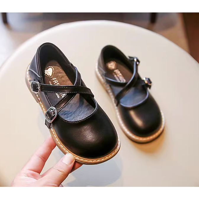 Giày Búp Bê Công Chúa Cho Bé Quai Chéo, Đế Cao Su Mềm Có Chỉ Khâu Chắc Chắn