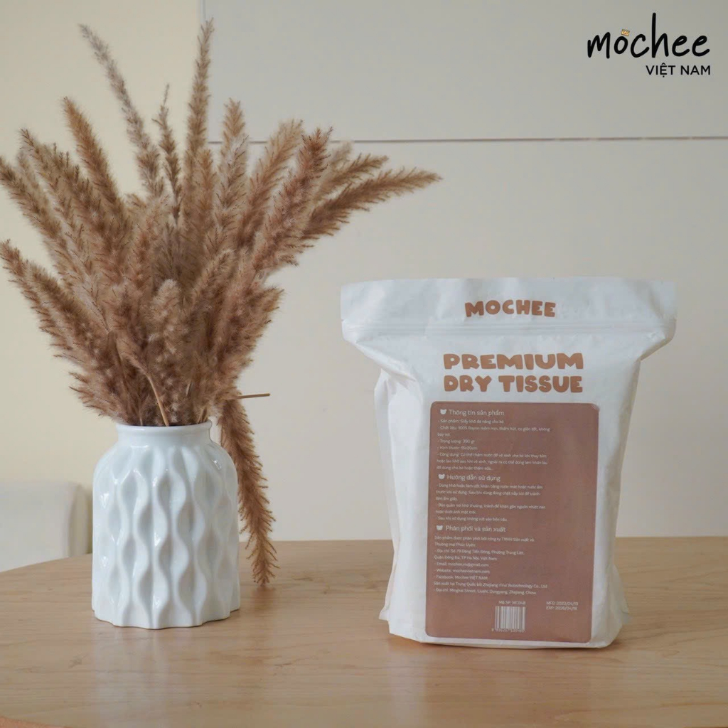 Khăn giấy khô đa năng Mochee 160 tờ, khăn vải khô cho bé sợi bông tự nhiên hàng chính hãng