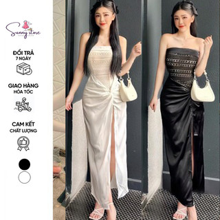 Đầm TK Maxi Có Mút Chất Ren Phối Phi Lụa Xẻ Tà(SN089)