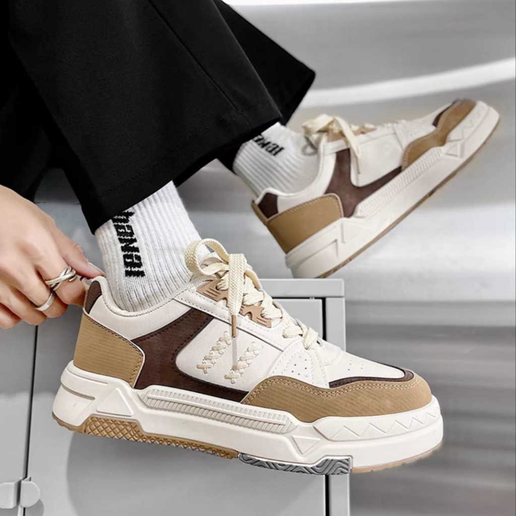 Giày thể thao nam HP đế độn 3 phân, Giày nam basic họa tiết dây thừng, Giày da nam sneaker street style