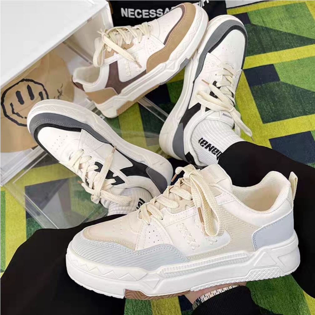Giày thể thao nam HP đế độn 3 phân, Giày nam basic họa tiết dây thừng, Giày da nam sneaker street style