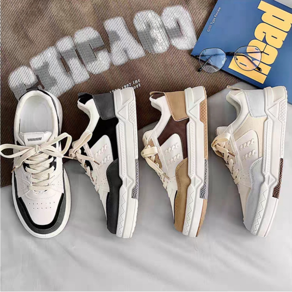 Giày thể thao nam HP đế độn 3 phân, Giày nam basic họa tiết dây thừng, Giày da nam sneaker street style