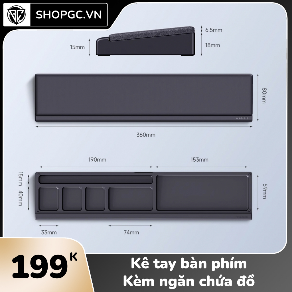 Kê tay bàn phím Kèm ngăn chứa đồ