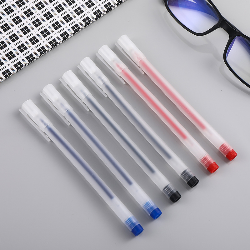 Combo 50 Bút bi nước văn phòng mực gel 0.5mm mực đều nét chữ đẹp đủ màu xanh đen đỏ (có tem)