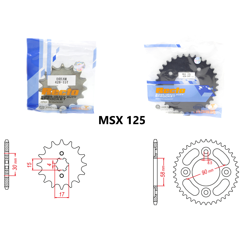 Nhông dĩa lẻ Recto MSX 125 chính hãng