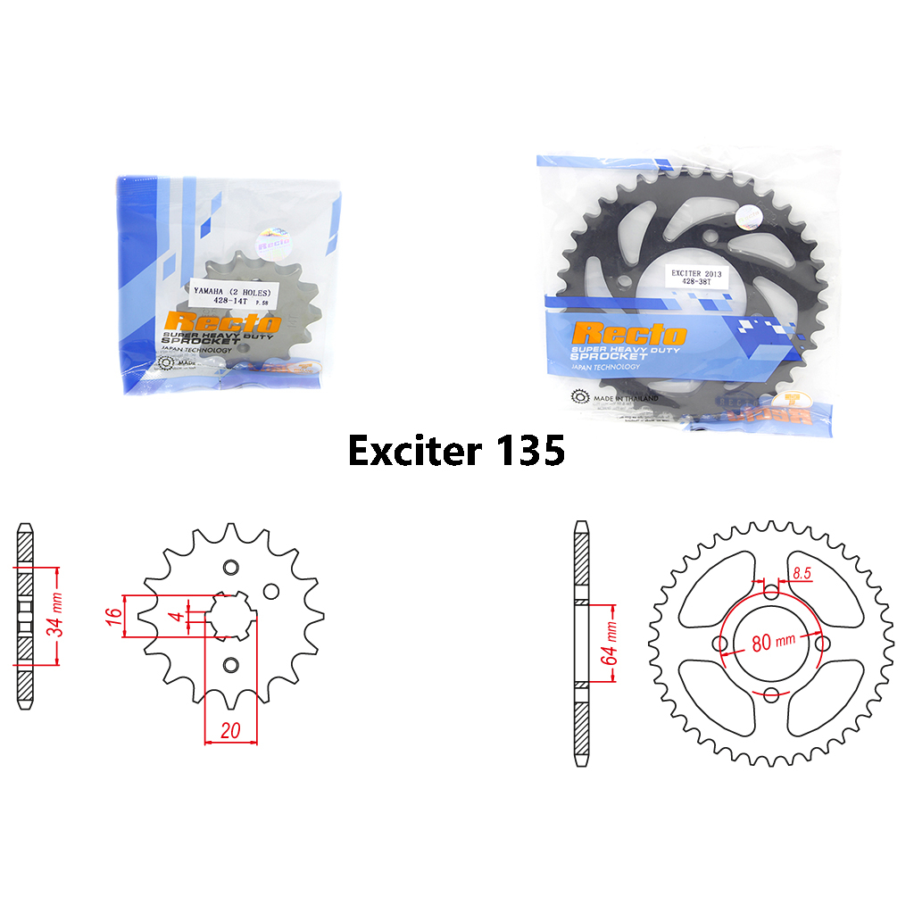 Nhông dĩa lẻ Recto Exciter 135 chính hãng