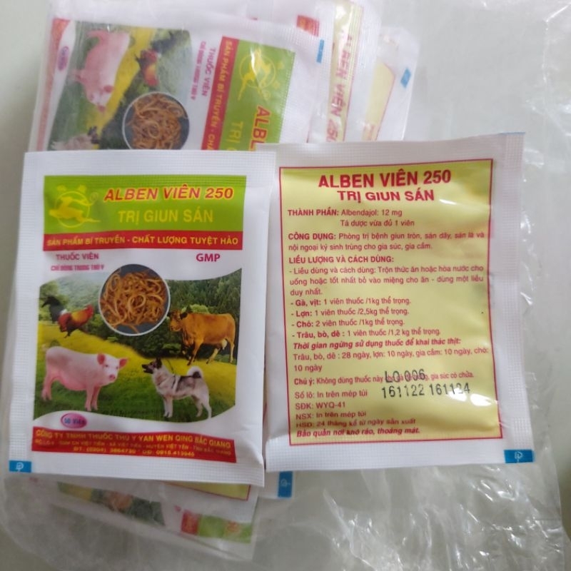 5 gói Tẩy giun sán. 1 gói có 50 viên cho gà. chim cảnh