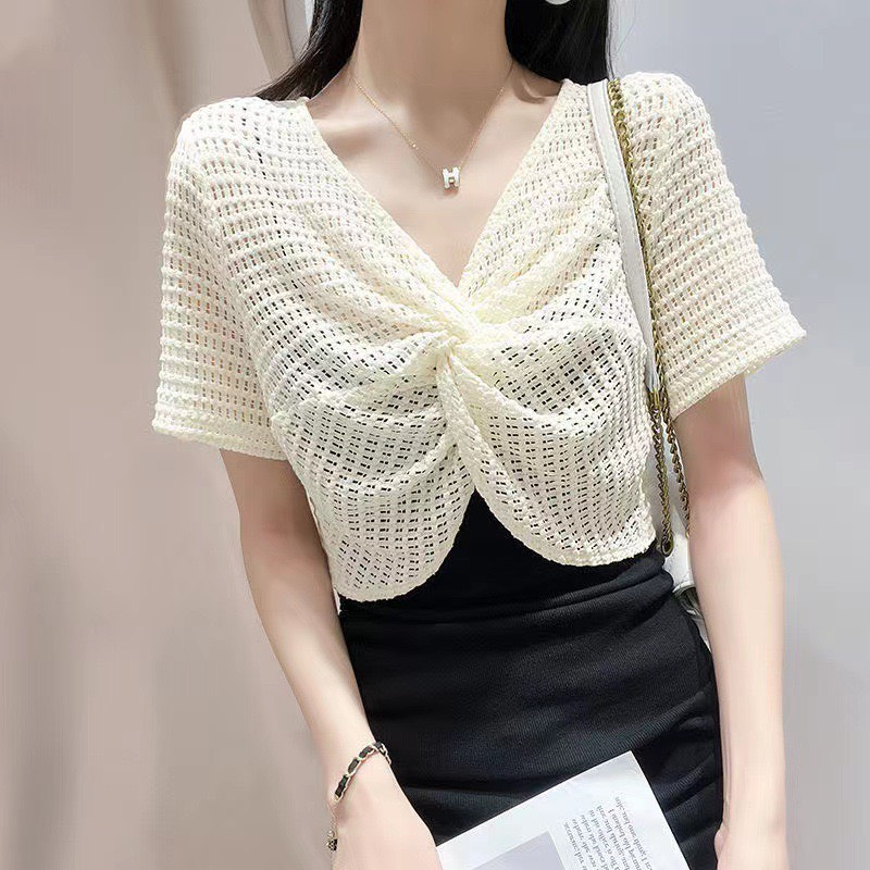 Áo Khoác Len Lưới Mỏng Phong Cách Hàn Quốc Cardigan Dáng Croptop Siêu Hot