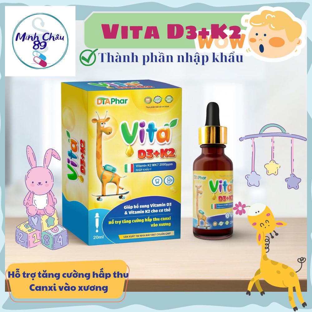 Vitamin D3 K2 cho trẻ sơ sinh siro bổ sung hấp thu canxi hiệu quả, tăng chiều cao cho bé 10ml