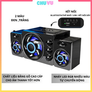 Loa máy tính Bluetooth SADA D-209 - Vỏ gỗ, âm thanh siêu trầm, LED nháy theo nhạc