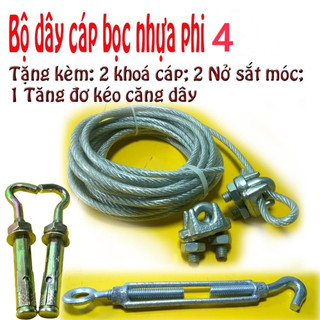 Bộ 20m Dây phơi quần áo thông minh; dây phơi đồ thông minh; dây phơi thông minh cáp bọc nhựa phi 4