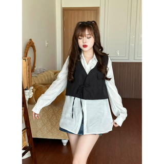 [ ẢNH THẬT ] SET ÁO SƠ MI TRẮNG KÈM GILE ĐEN