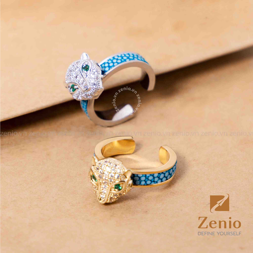 Nhẫn Da Cá Đuối Phong Thủy - Charm Leopard Báo Đốm Uy Quyền - Thu Hút Tài Lộc, May Mắn