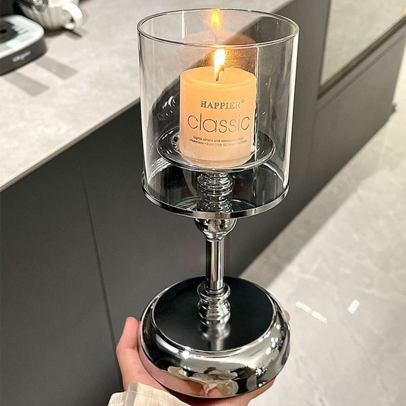 Giá đỡ nến thủy tinh phong cách sang trọng,  trang trí phòng khách, phòng ngủ, phòng bếp....