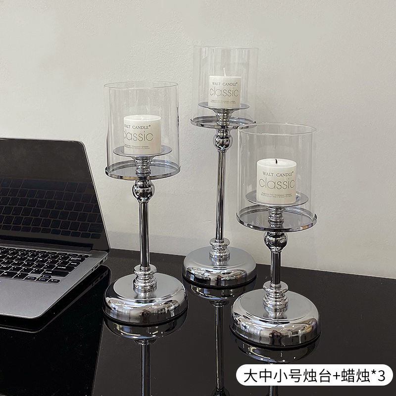 Giá đỡ nến thủy tinh phong cách sang trọng,  trang trí phòng khách, phòng ngủ, phòng bếp....