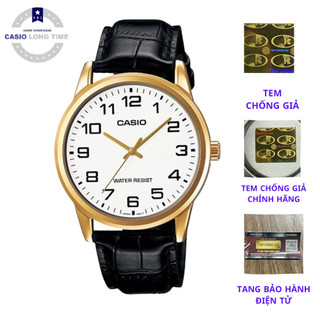 Đồng hồ nam Casio MTP-V001GL-7B Chính Hãng - Mặt số viền vàng - Dây Da - Chống nước