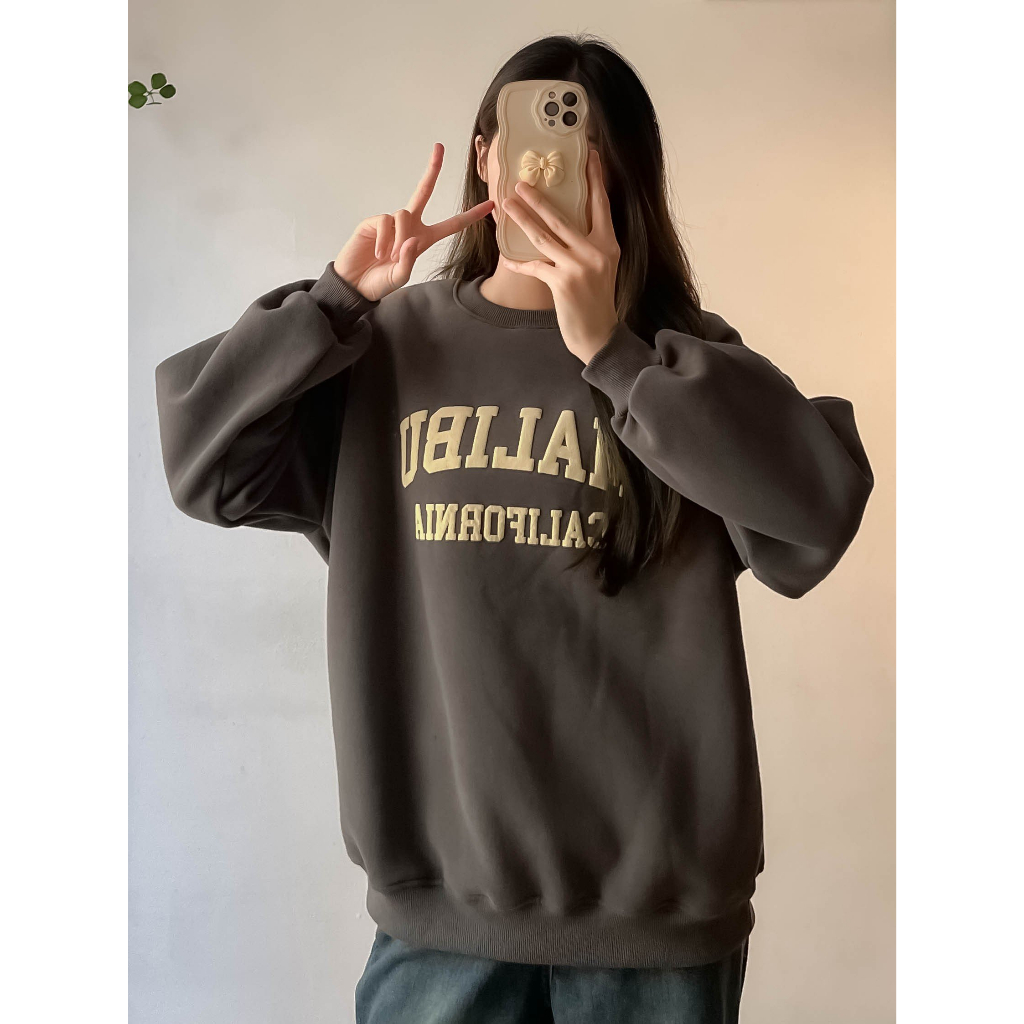 Áo sweater nỉ bông in chữ Mali - Retrostyle - AoSwtMALIBU780