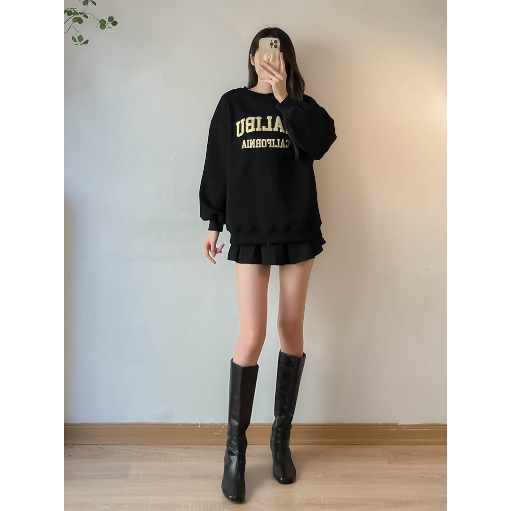 Áo sweater nỉ bông in chữ Mali - Retrostyle - AoSwtMALIBU780