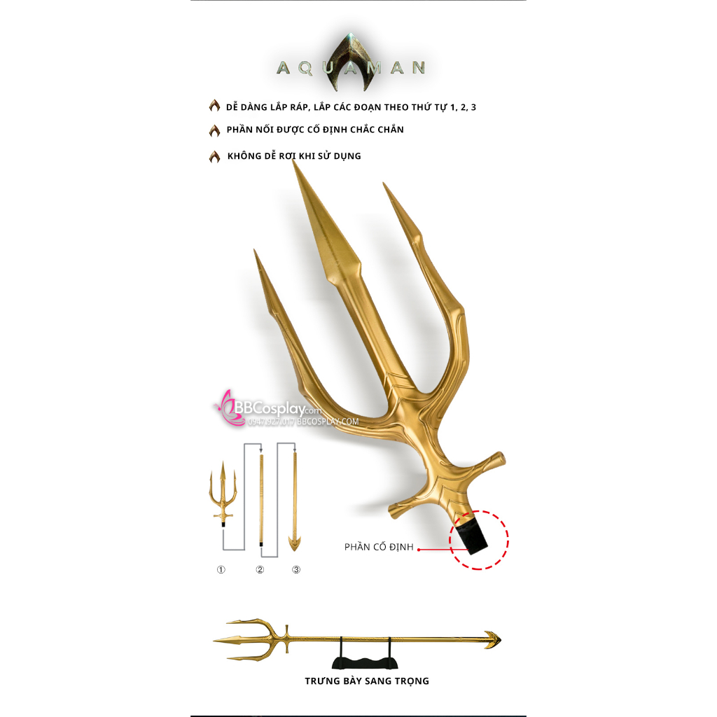 Đinh Ba Vàng Aquaman Mạ Vàng 1.6M Tháo Lắp Được - 15743