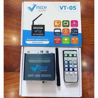 Chuyển quang bluetooth vitech vt05 - bộ dac chuyển đổi âm thanh cao cấp điều chỉnh bass treble bằng remote