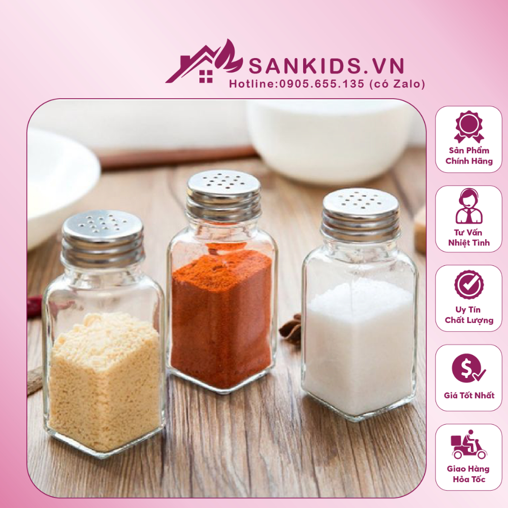 Hũ rắc tiêu, lọ rắc tiêu, lọ rắc gia vị thủy tinh sang trọng tiện lợi