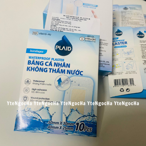 Băng cá nhân không thấm nước Waterpoof Plater 10 miếng/ hộp, bảo vệ vết thương tránh nước, vi khuẩn, bụi bẩn