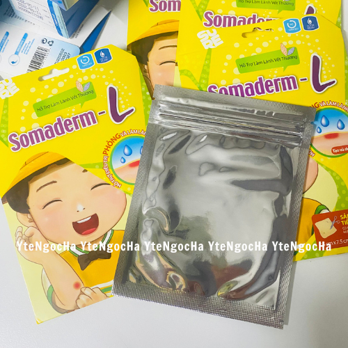 Băng dán phỏng bô, băng hỗ trợ làm lành vết thương Somaderm L 7.5cm x 7.5cm, miếng dán hydrocolloid hút dịch làm lành da